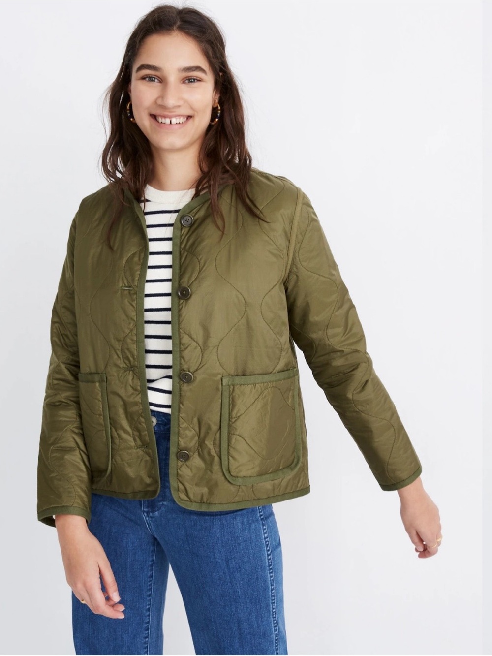 Madewell Olive Quilted Liner Jacket Size XL